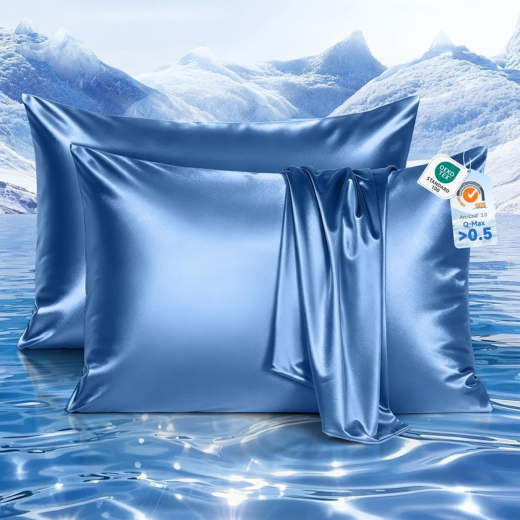 Elegear Cooling Pillow Cases Set of 2 for Hot Sleepers, Softer Than Silk Pillow Cases for Hair & Skin, Upgraded Arc-Chill Cooling Satin…