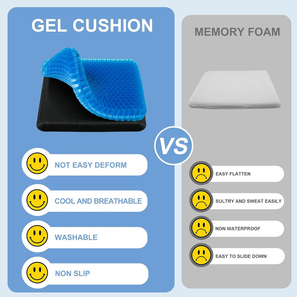 Gel Seat Cushion for Long Sitting - 18" x 16" x 2.4" (Extra Thick&Soft) Gel Cushion for People Over 200 lbs, Pressure Relief Cushion for…