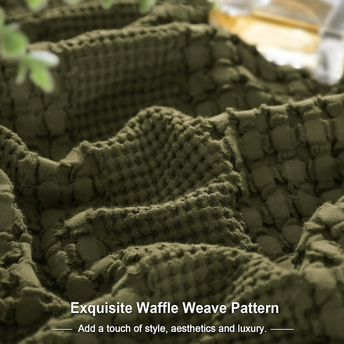 Phf 100% Cotton Waffle Pillow Shams Queen Size, 2 Pack 20" x 30" Soft Skin-Friendly Pillowcases, No Filling, Aesthetic Woven and Breathable…