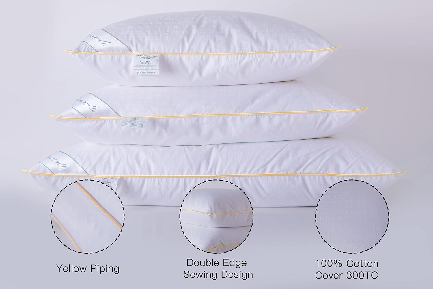 King Goose Down Feather Soft Pillows One Pillow 100% Cotton Supportive Cool Bed Pillows for Back Side Stomach Sleepers