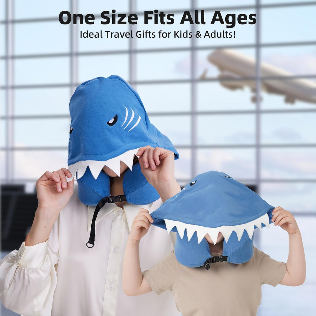 Privacy-Friendly Hooded Travel Pillow for Kids & Adults, Sensory-Friendly, Memory Foam Neck Support for Airplane, Car & Train, Breathable…