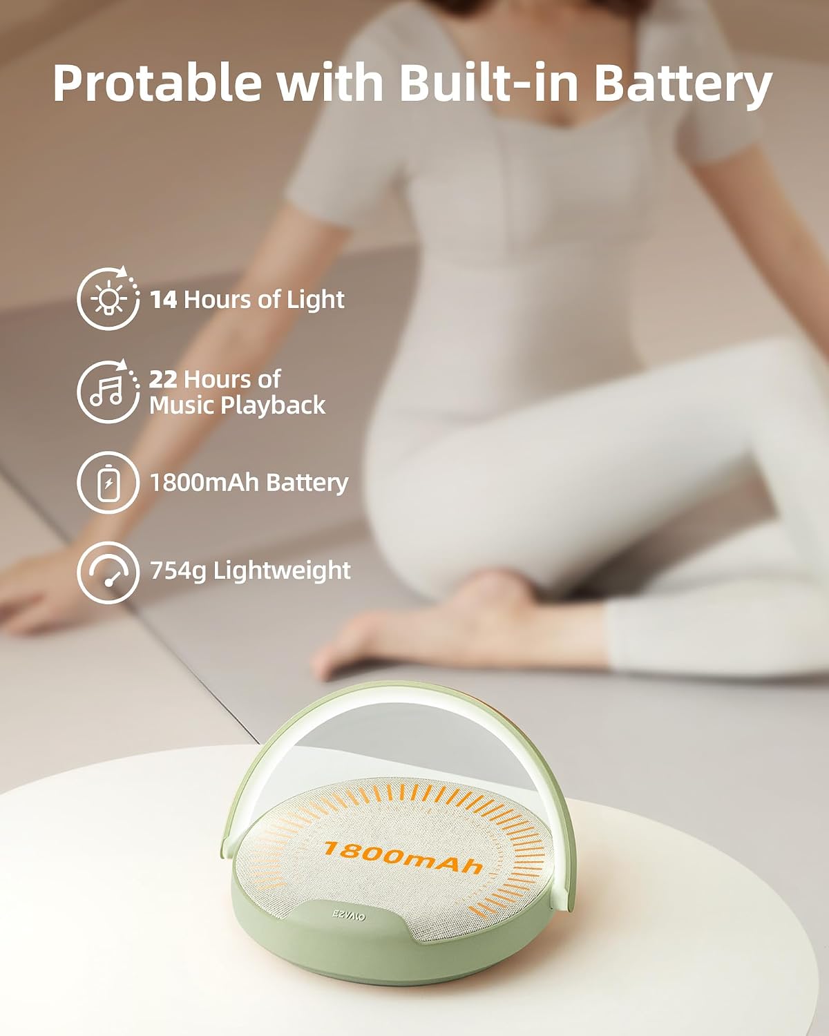 EZVALO Bedside Lamp with Wireless Charger, 4 in 1 Dimmable LED Night Light, Nightstand Touch Lamp, Portable Bluetooth Speaker, Birthday…