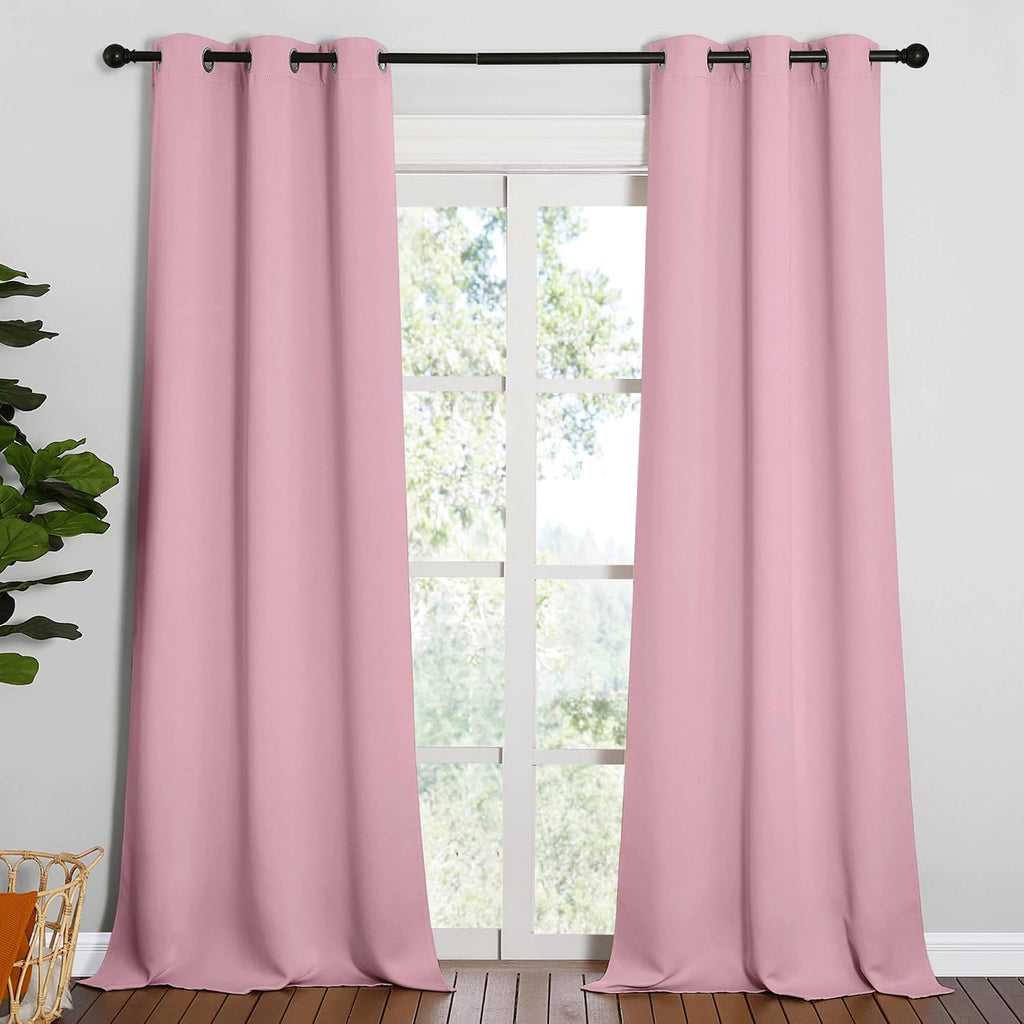 NICETOWN Patio Glass Door Blackout Curtains for Bedroom/Living Room, Privacy Panel Drapes for Dining Room and Guest Room (Crystal Pink…