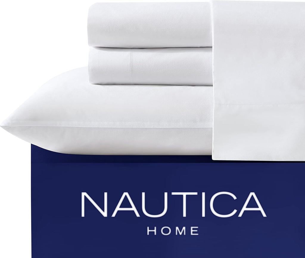 Nautica – Twin XL Size Sheet Set, Crisp Cotton Percale Bedding with Matching Pillowcase, Lightweight & Breathable Bed Sheets, Deep Pocket,…