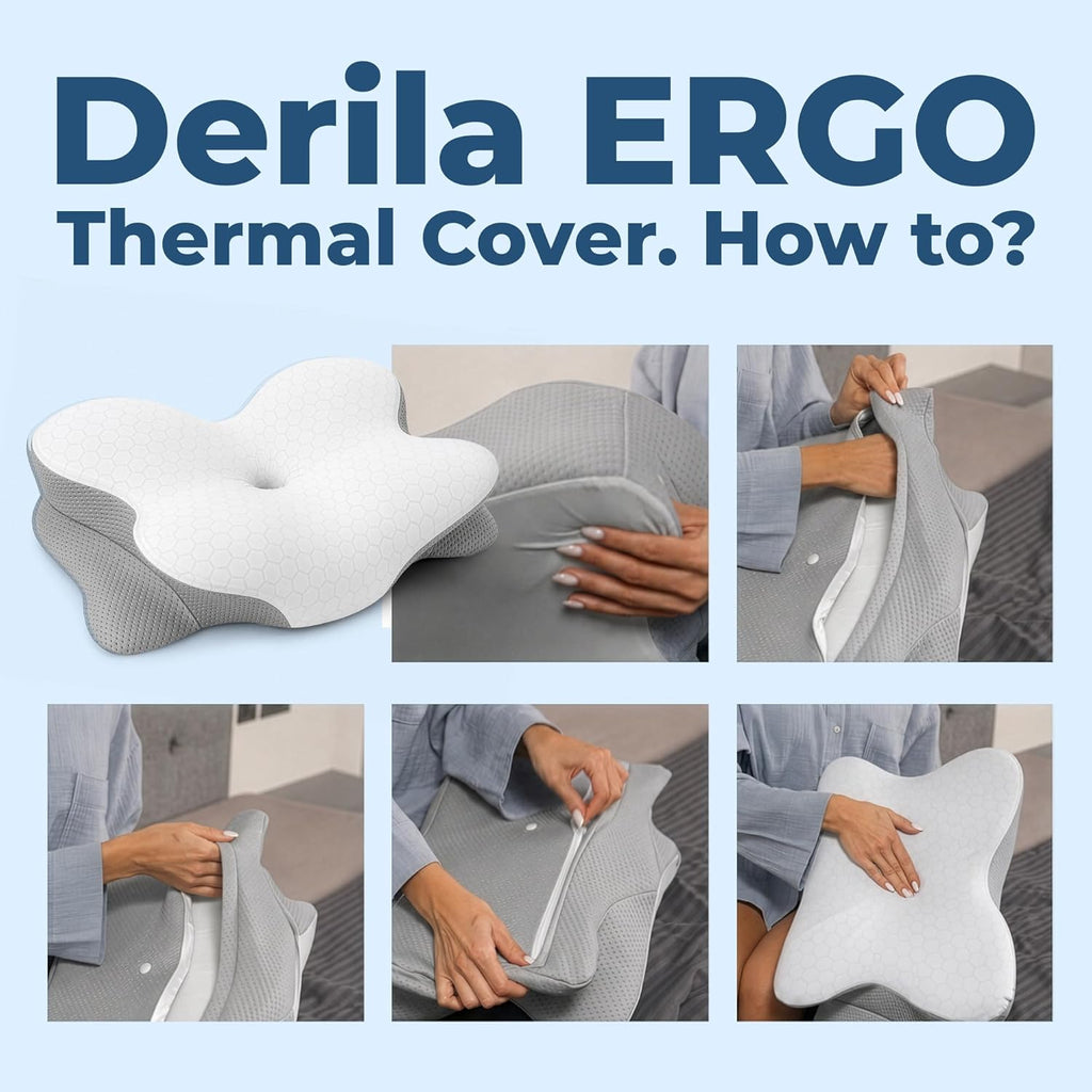 Derila | MemoryFoamPillow Derila Ergo Thermal Pillow Cover for Cervical Neck Pillow – Cooling Pillowcase for Memory Foam Pillow