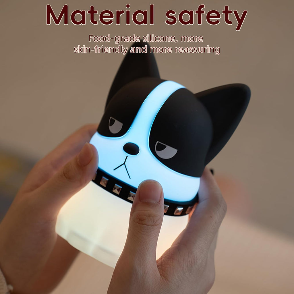 Led Cute Frenchie Night Light, Dimmable Nursery Kawaii Lamps, Super Squishy Silicone USB Rechargeable Touch Control Bedside Lamp, Used…