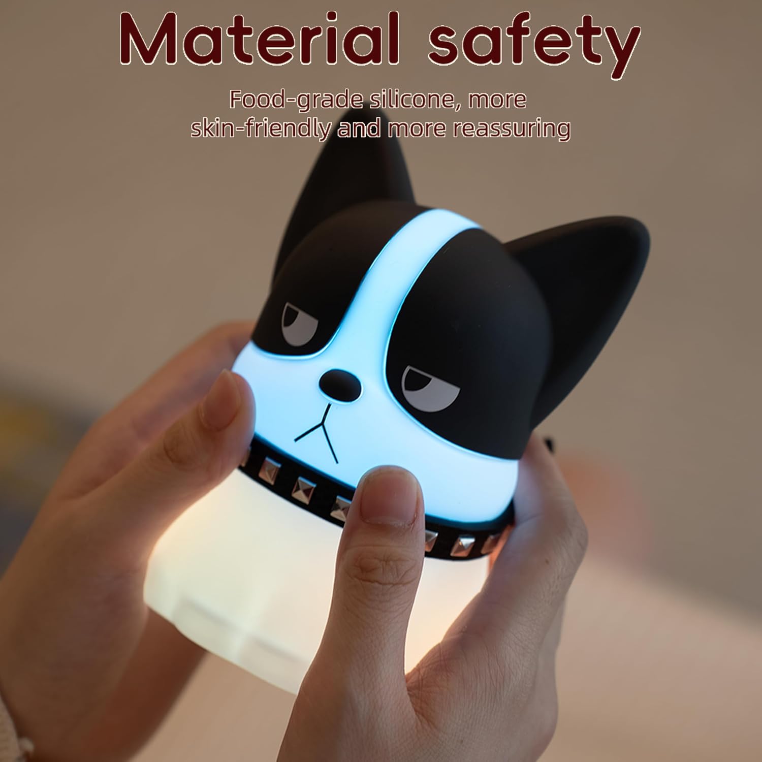 Led Cute Frenchie Night Light, Dimmable Nursery Kawaii Lamps, Super Squishy Silicone USB Rechargeable Touch Control Bedside Lamp, Used…