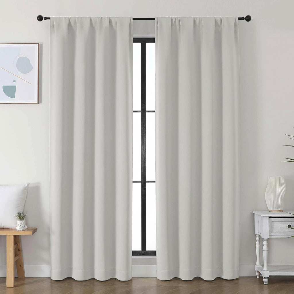 Simplebrand Ava Natural Blackout Curtains for Bedroom, 78 Inch Length, 2 Panels Set, Privacy Thermal Insulated Rod Pocket Window Curtains f…