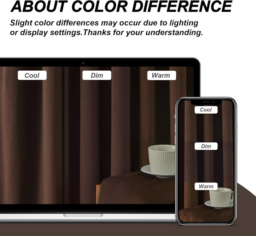Drapenova 96 inches Long Brown Velvet Blackout Curtains for Living Room Bedroom Tan Luxury Vintage Room Darkening Thermal Insulated…