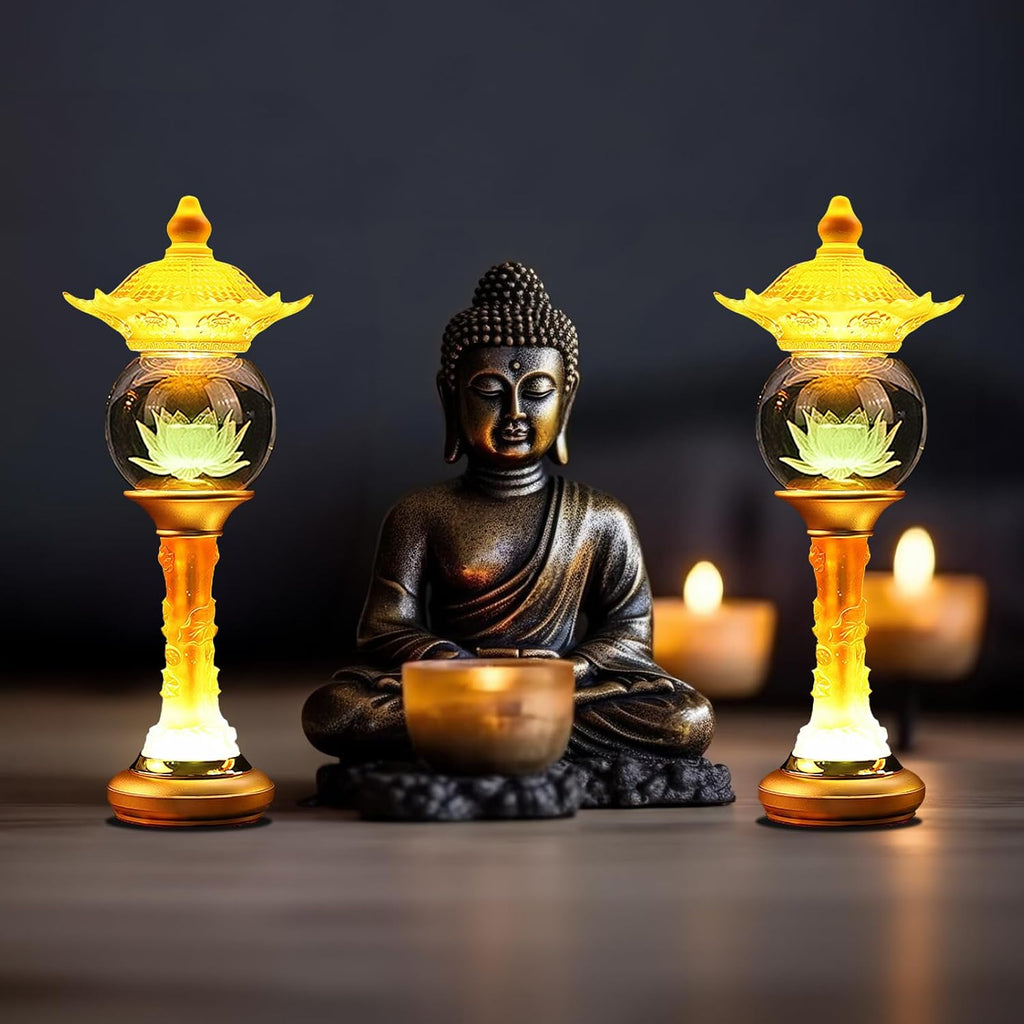 Lotus Lamp for Meditation & Relaxation, LED Color Changing Buddha Light with Touch Control, Adjustable Brightness Mood Light for Yoga…