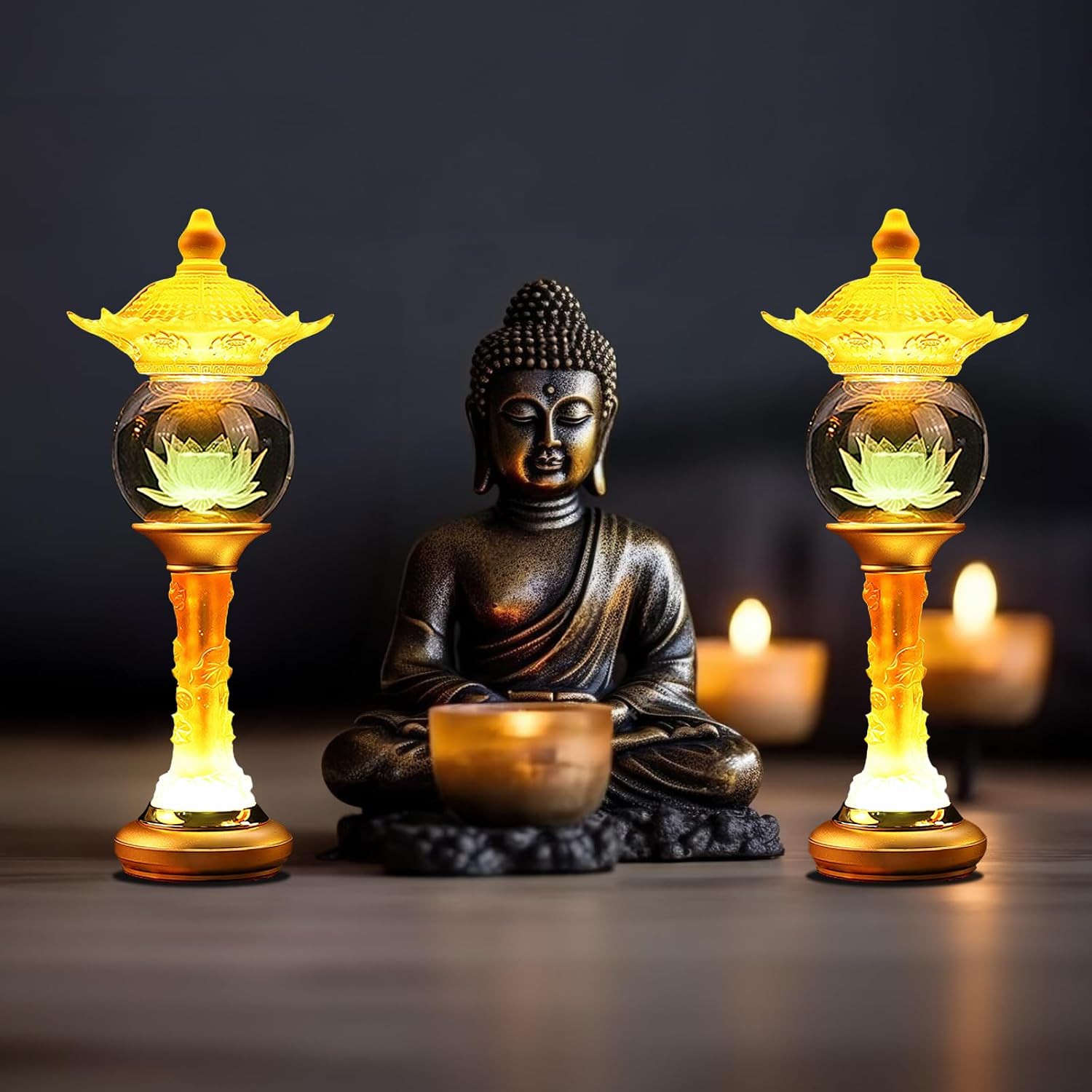 Lotus Lamp for Meditation & Relaxation, LED Color Changing Buddha Light with Touch Control, Adjustable Brightness Mood Light for Yoga…