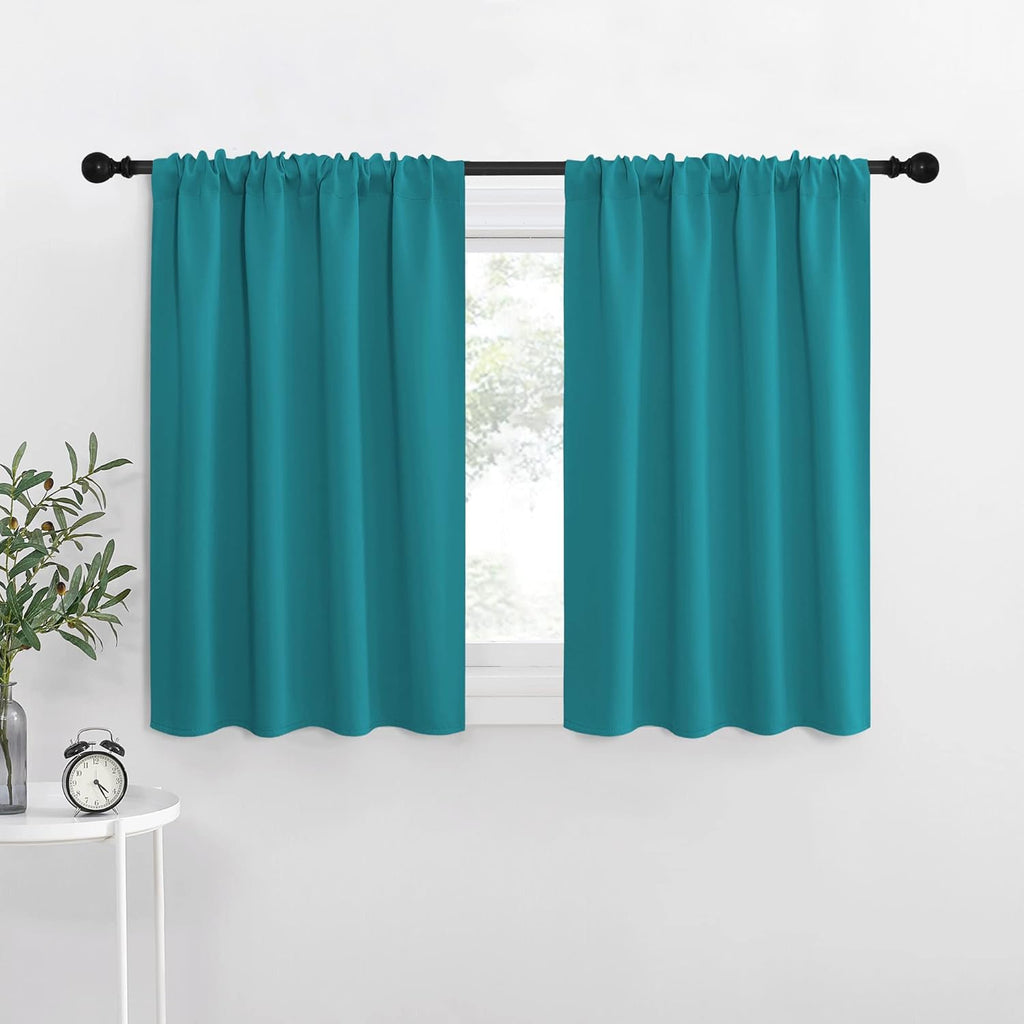 NICETOWN Peacock Blue Blackout Curtains Panels for Window, Thermal Insulated Rod Pocket Blackout Drapes/Draperies for Living Room (2…
