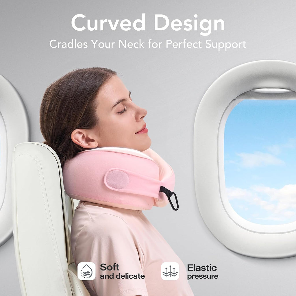 KPNEOL Travel Pillow, 100% Pure Memory Foam Travel Neck Pillow Airplane Neck Support Ergonomic Design for Traveling Suitable for…
