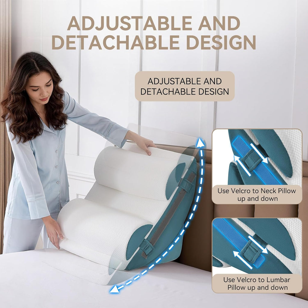 Yojoker 9PCS Orthopedic Bed Wedge Pillow Set for Sleeping, Back and Leg, Post Surgery Foam Pillow for Body, Triangle Adjustable Support Pi…