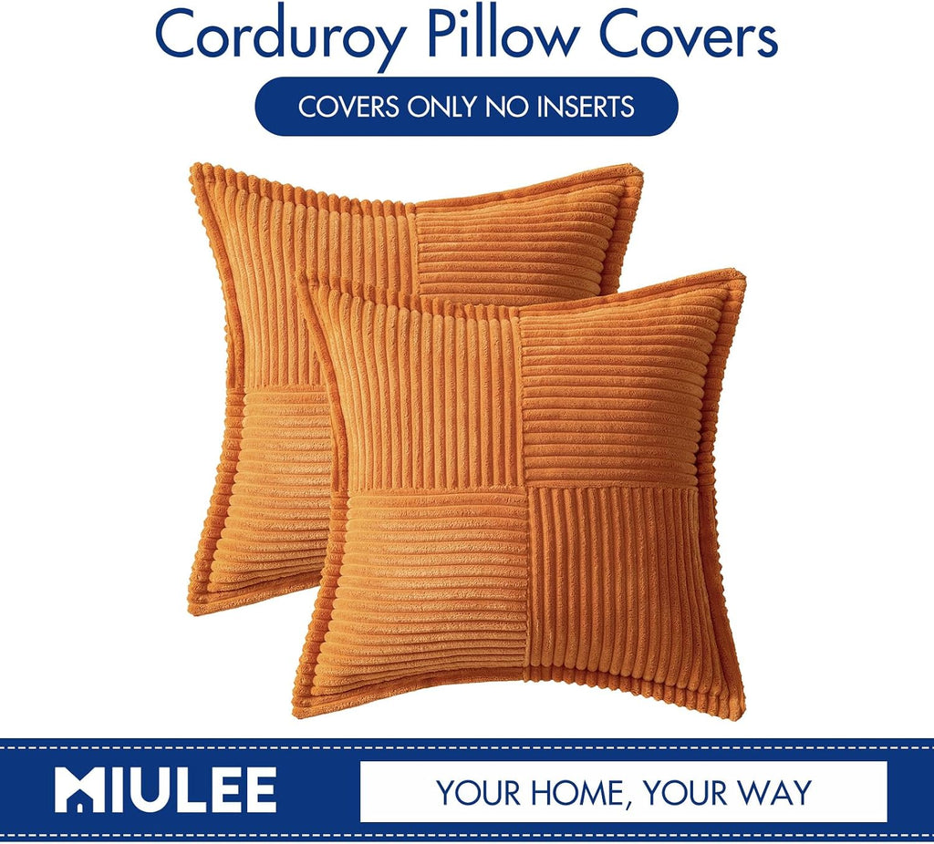 MIULEE Burnt Orange Decorative Throw Pillow Covers for Couch Bed Livingroom 16x16 Inch Set of 2 Boho Accent Throw Pllows Broadside…