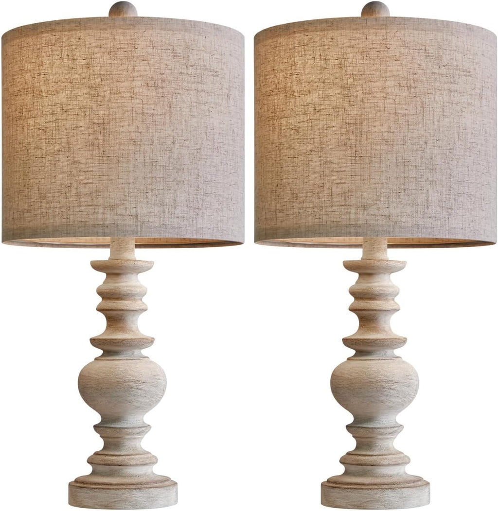 BOBOMOMO Tradition 20" Rustic Table Lamp Set of 2 for Living Room Bedroom Bedside Desk Lamps Bedroom Nightstand Vintage Lamps…
