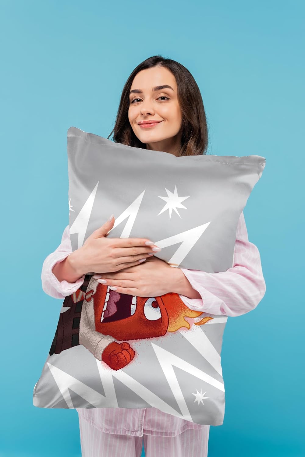 JayFranco Disney Pixar Inside Out Anger Satin Pillowcase - Standard Size 20x30 Inch Silky Soft Grey Pillow Cover 30 inch Grey