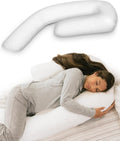 MedCline Full Length Body Pillow, Adjustable Shredded Memory Foam Pillow for Side Sleepers, J-Shaped Body Pillow for Neck, Back…