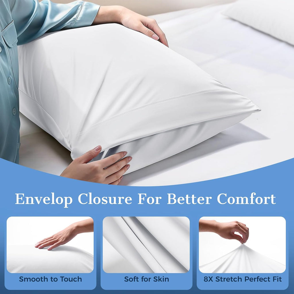 Cooling Pillow Cases 2 Pack Standard Size Cooling Pillowcases for Hot Sleeper Q-Max>0.5, Hydrates Skin & Hair, Reduces Wrinkles & Frizz…