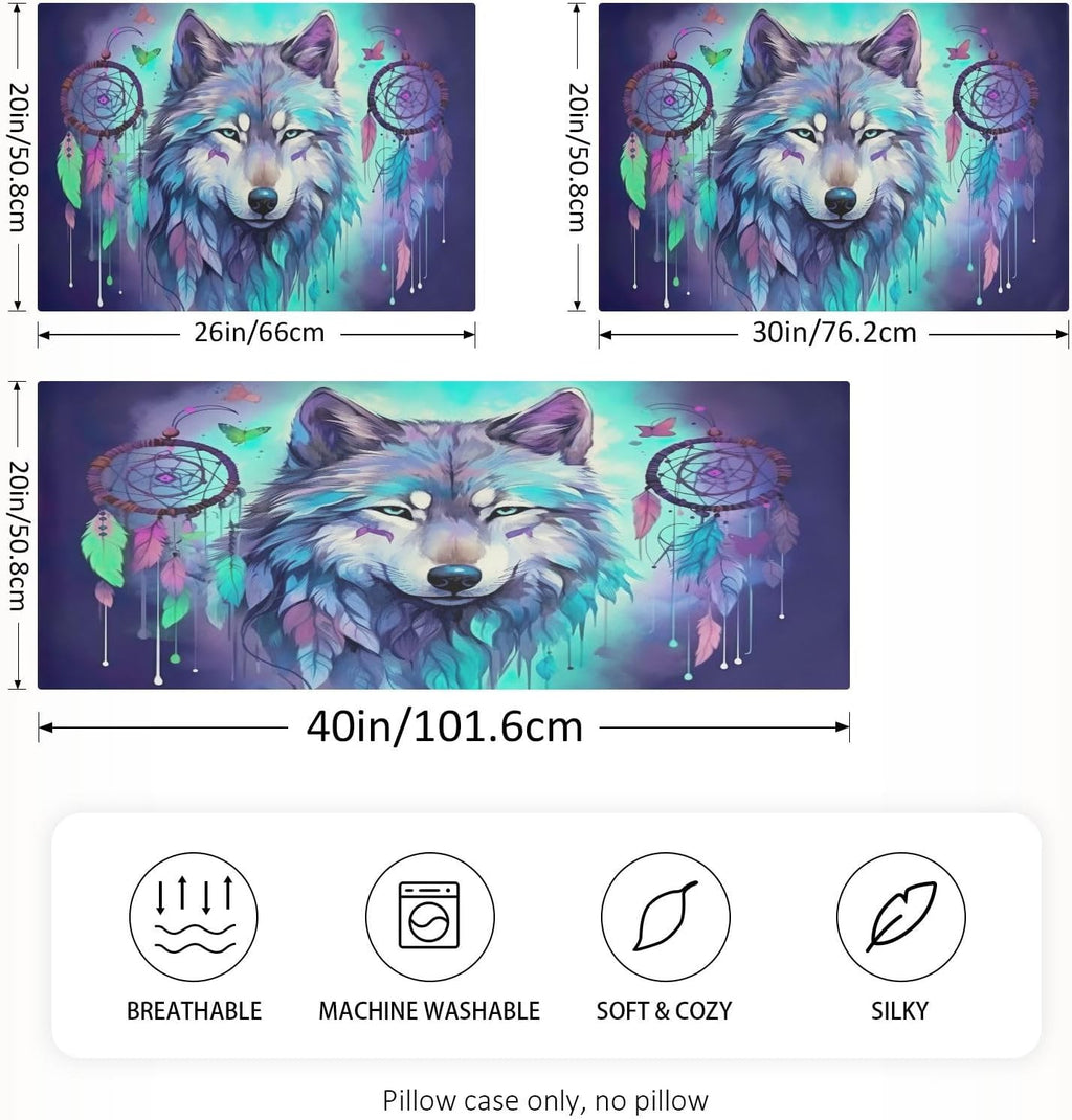 YETTASBIN Wolf Satin Pillowcase, Soft Breathable Silk Pillow Case with Envelope Closure for Hair and Skin, Standard Size 26 x 20 Inch