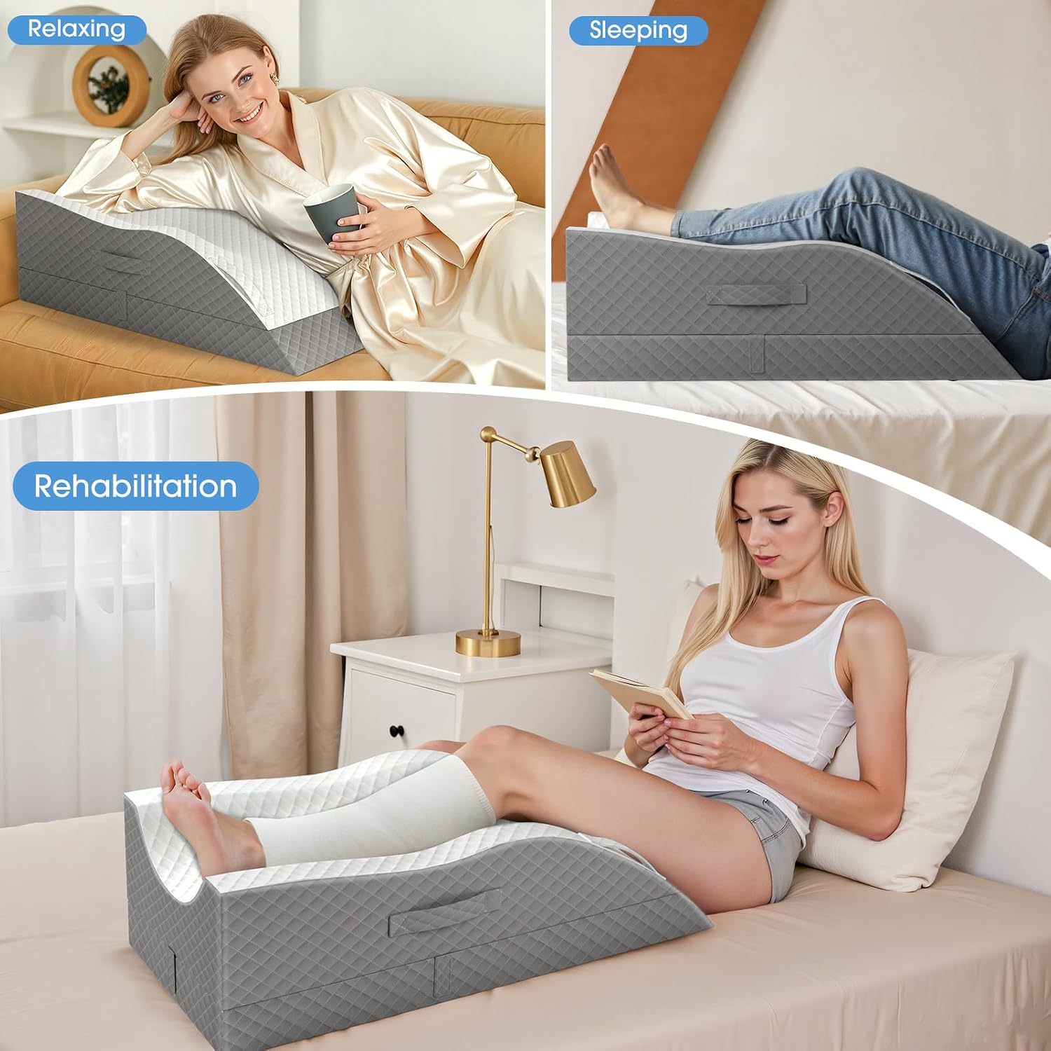 TranquilRelax TranquilRelax Elevation Pillows for Leg After Surgery, Memory Foam Adjustable Wedge Pillow for Injury or Rest, Ankle P…