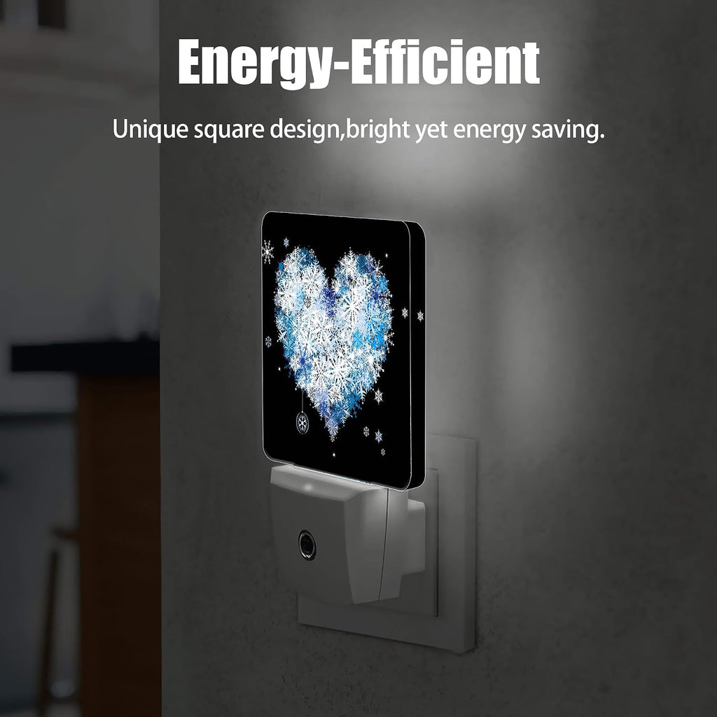 Winter Art Hearts Dusk to Dawn Night Light, Auto Sensor Lamp Home Indoor Stairway Kitchen Corridor, Night Lights Plug into Wall Decor…