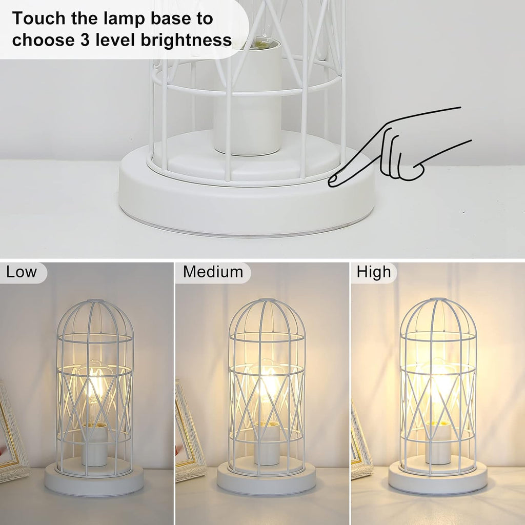 Seaside village Bedside Touch Lamp, Small Table Lamp for Bedroom Living Room, 3 Way Dimmable Modern Nightstand Lamp, Simple Desk Lamp…