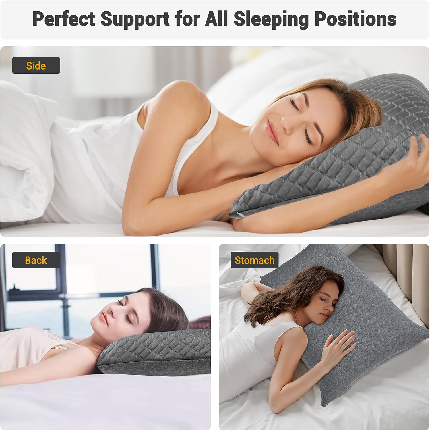 Wolki Queen Size Pillows Set of 2 Shredded Memory Foam Pillows 2 Pack, Adjustable Cooling Pillow for Side Sleepers, Back, Stomach, Hot Slee…