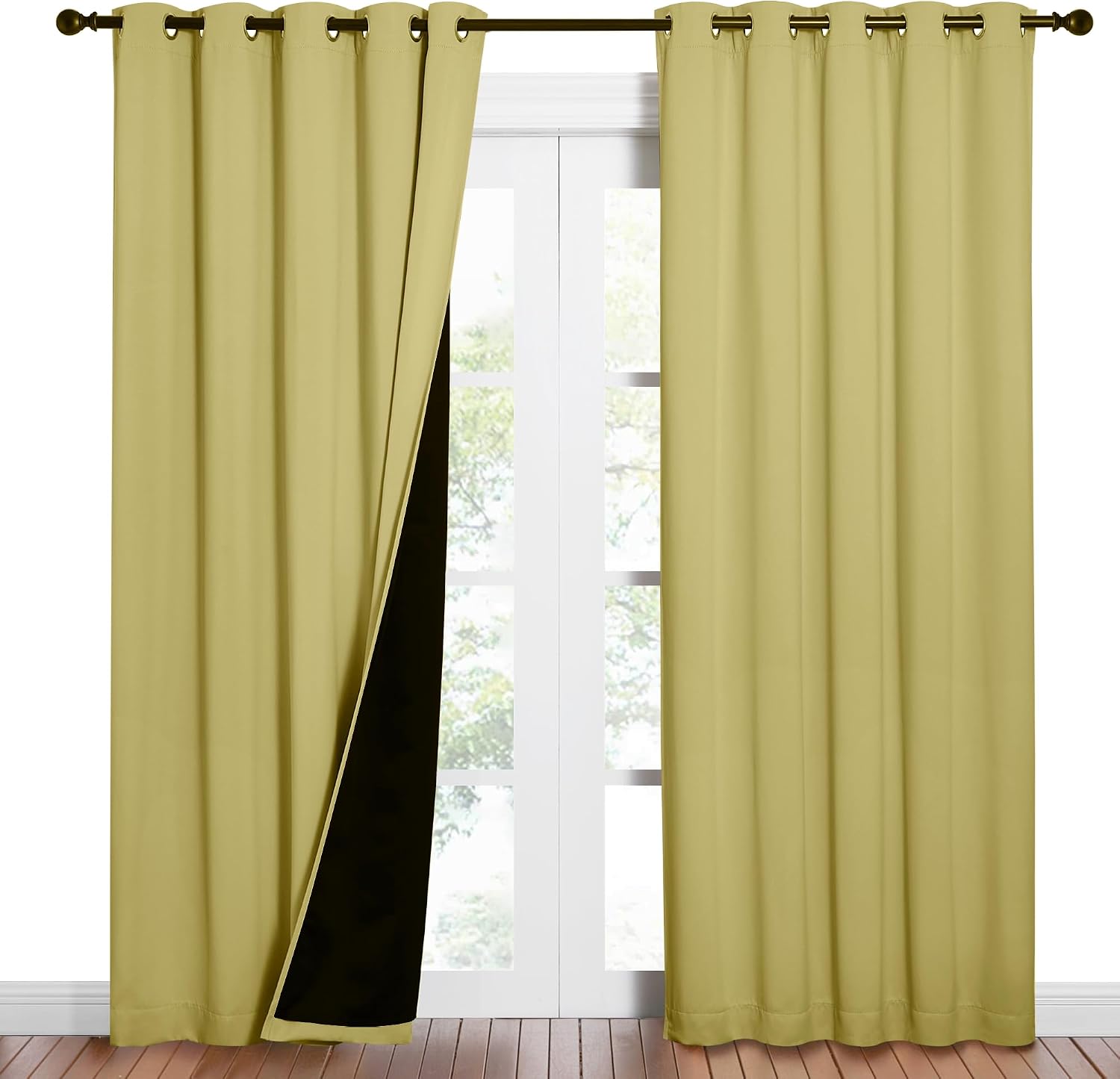 Nicetown Paler Yellow Full Shade Curtain Panels, Pair of Energy Smart & Noise Blocking Out Blackout Drapes for Dining Room Window, Thermal…