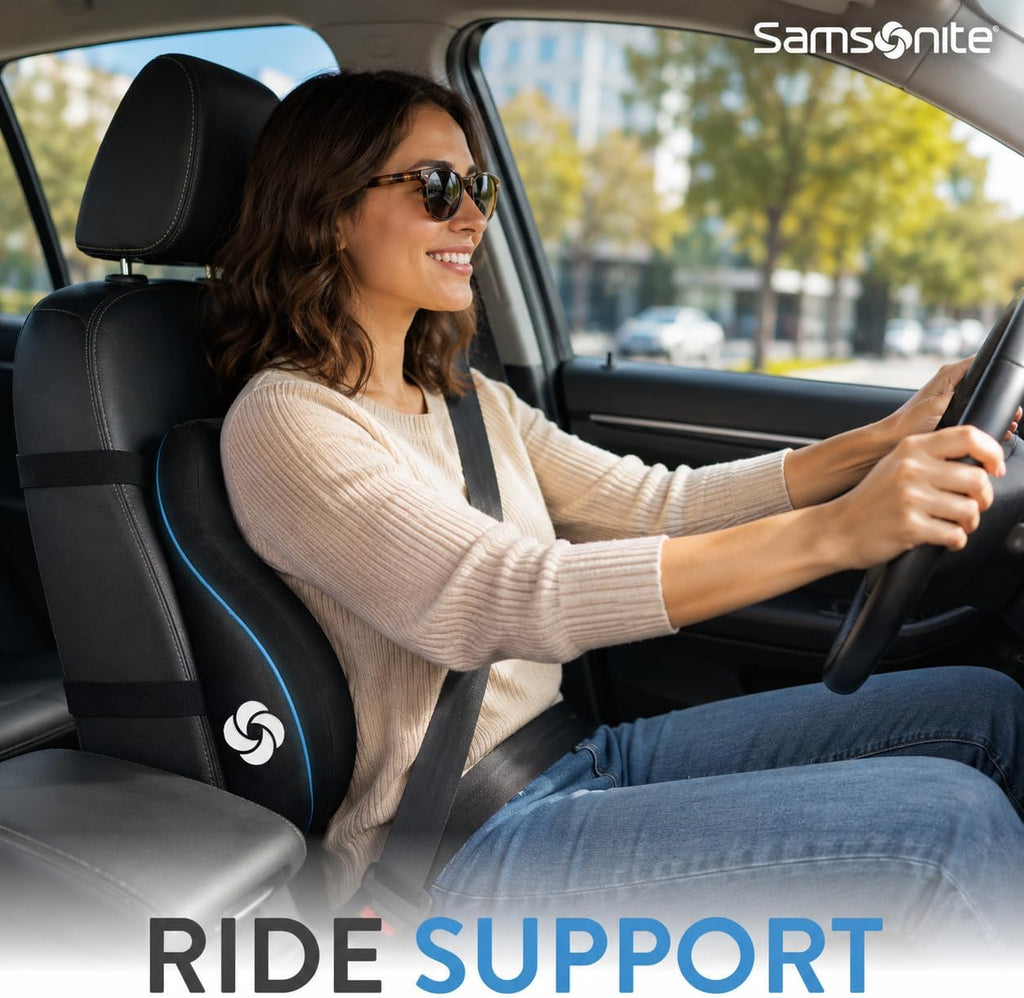 Samsonite Memory Foam Lumbar Support Pillow, Ergonomic Back Cushion for Office Chair, Gaming Chair, Automotive Full Back Support, Home…