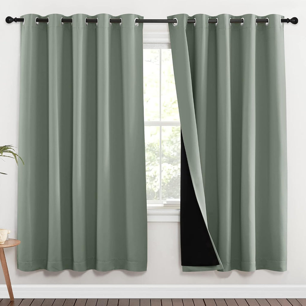 Nicetown 100% Blackout Window Curtain Panels, Full Light Blocking Drapes with Black Liner for Nursery, 72-inch Drop Thermal Insulated Drape…
