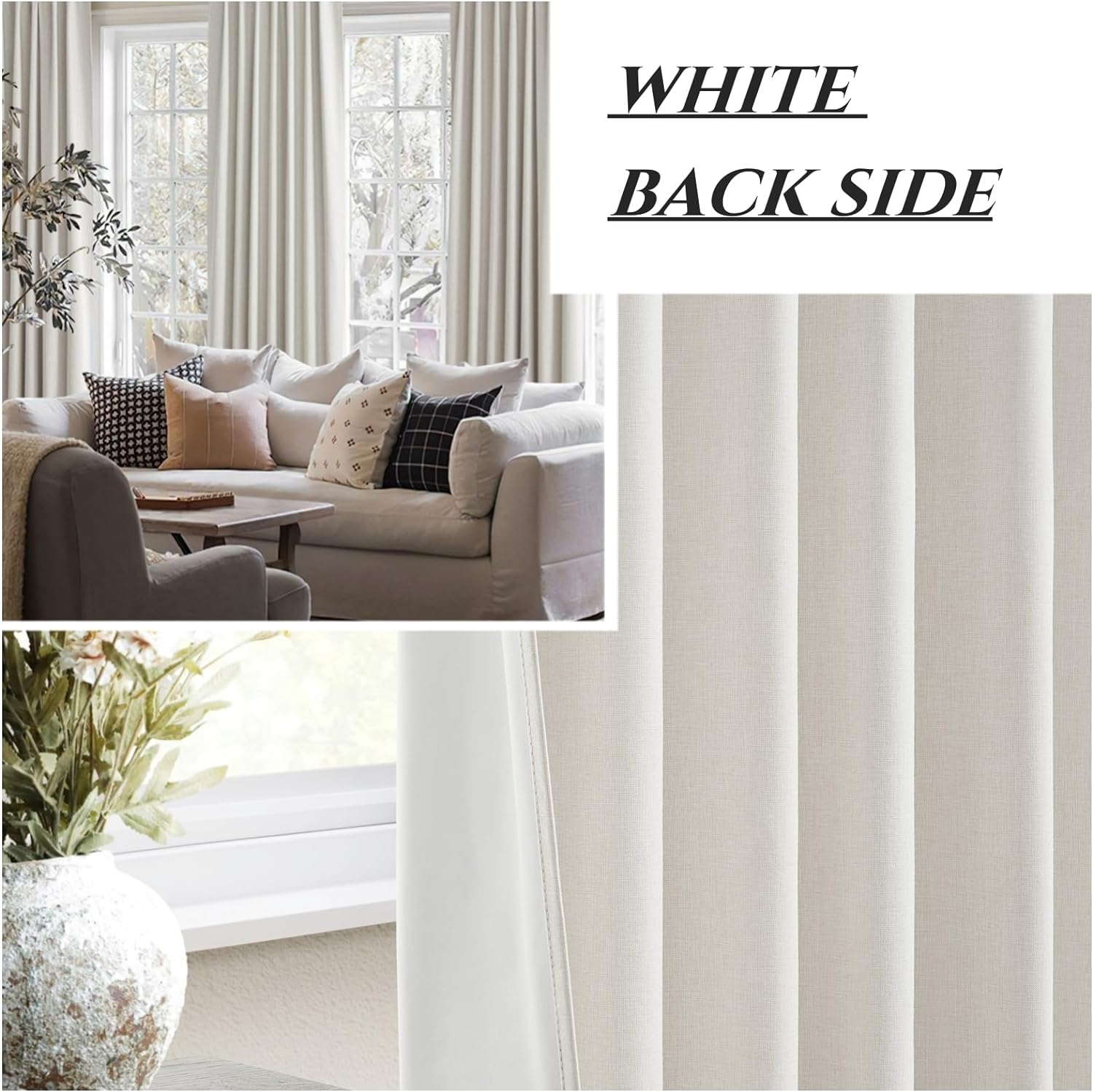 Qjmydeco Short Linen Blackout Curtains for Bedroom 45 Inches Length 2 Panels Set, Kitchen/Bathroom Curtains for 42 Inch Small Window, Heat…