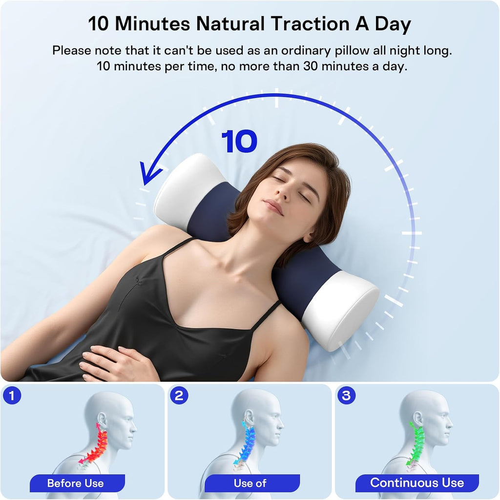 Neck Roll Pillow - Memory Foam Round Neck Pillow - Ergonomic Cervical Roll Pillow, Breathable & Removable Cover - Multi-Use Bolster…