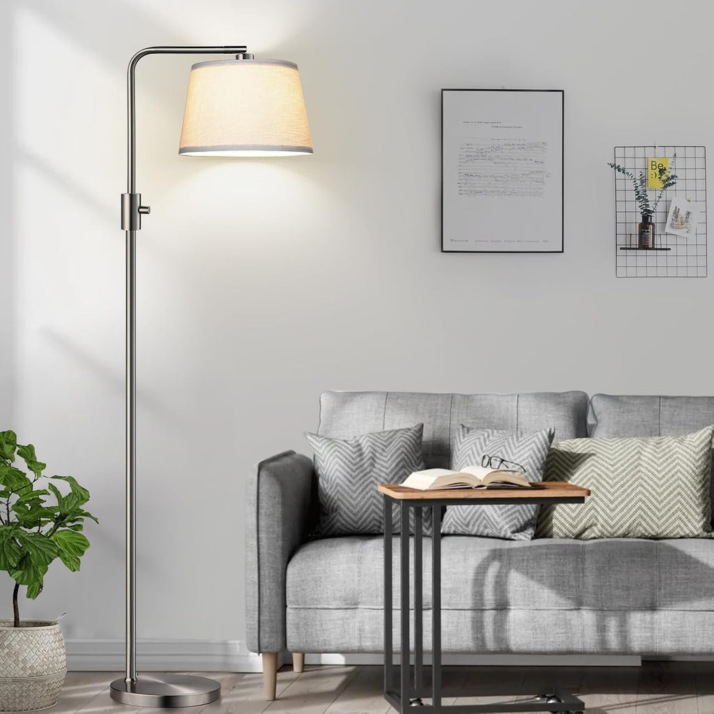 Nintiue 【Upgraded】 Dimmable Floor Lamp, 1000 Lumens LED Edison Bulb Included, Brushed Nickel Arc Floor Lamps for Living Room Modern…