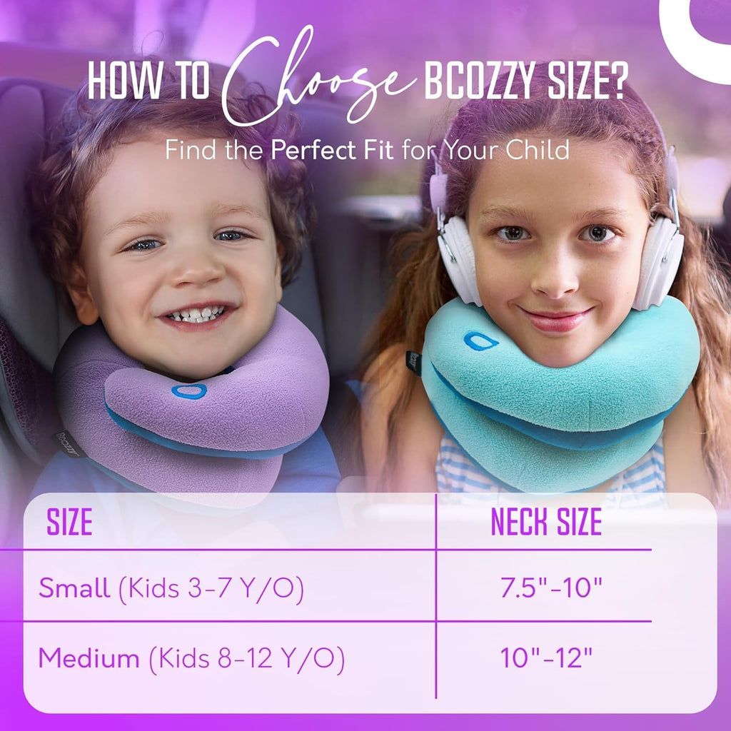 BCOZZY Kids Travel Neck Pillow (3-7 Y/O)- Patented Soft Toddler Pillow for Head & Chin Support in Car Seat, Airplane, and Road Trip…