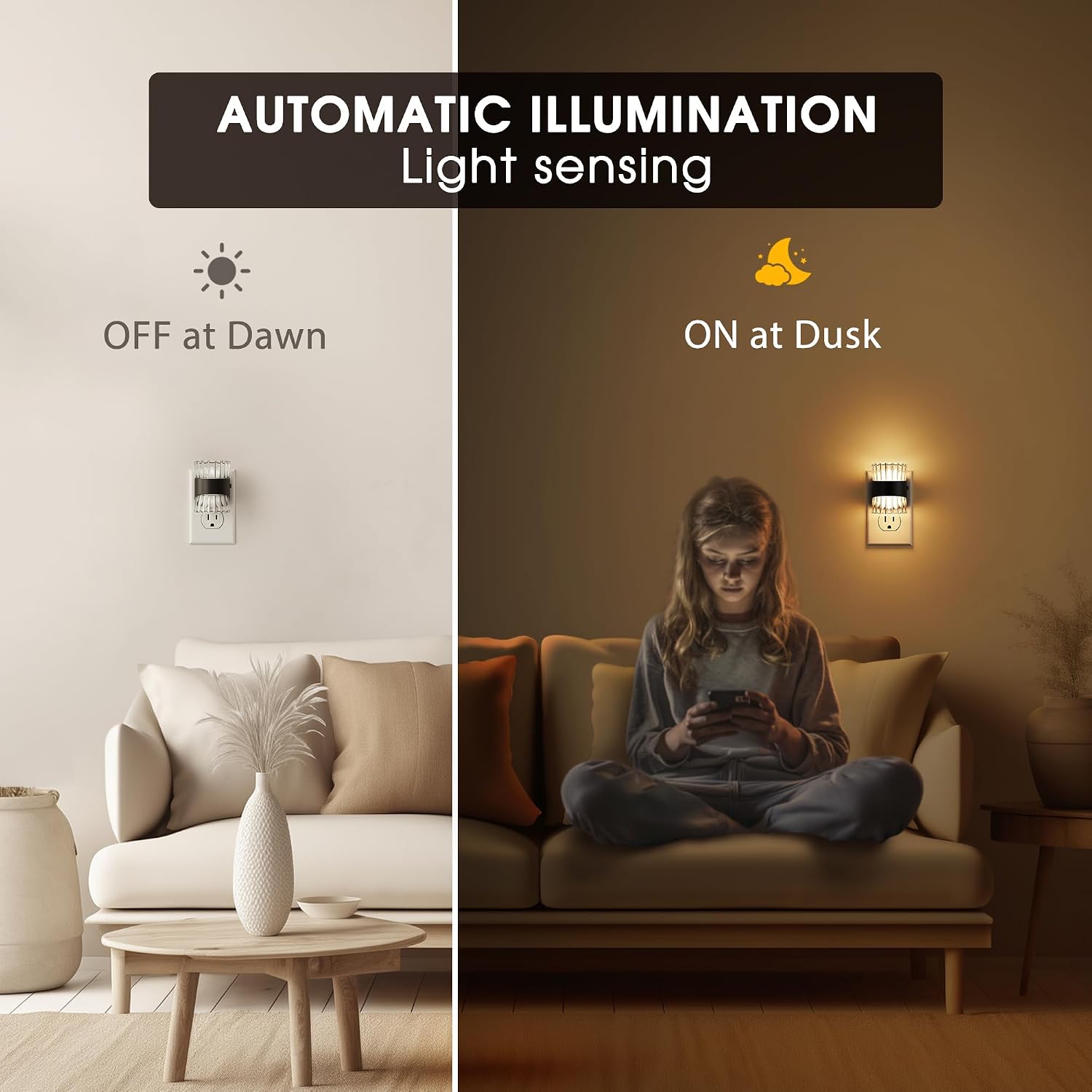 Briignite Night Light, Night Lights Plug into Wall, LED Clear Night Light for Kids, Adjustable Brightness NightLights with Dusk to Dawn…