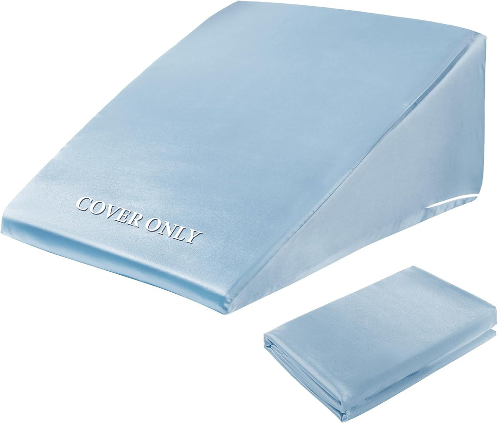 HOMBYS Satin Bed Wedge Pillow Cover Silky & Smooth Wedge Pillowcase 1 Pack 24x24x12.5, Soft & Breathable, Removable & Machine…