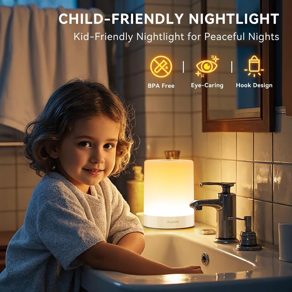 Auxmir Nursery Night Light for Baby, Rechargeable Touch Lamp for Breastfeeding & Diaper Changes, 256 RGB Colors 5 Brightness Levels, 1/2/3H…