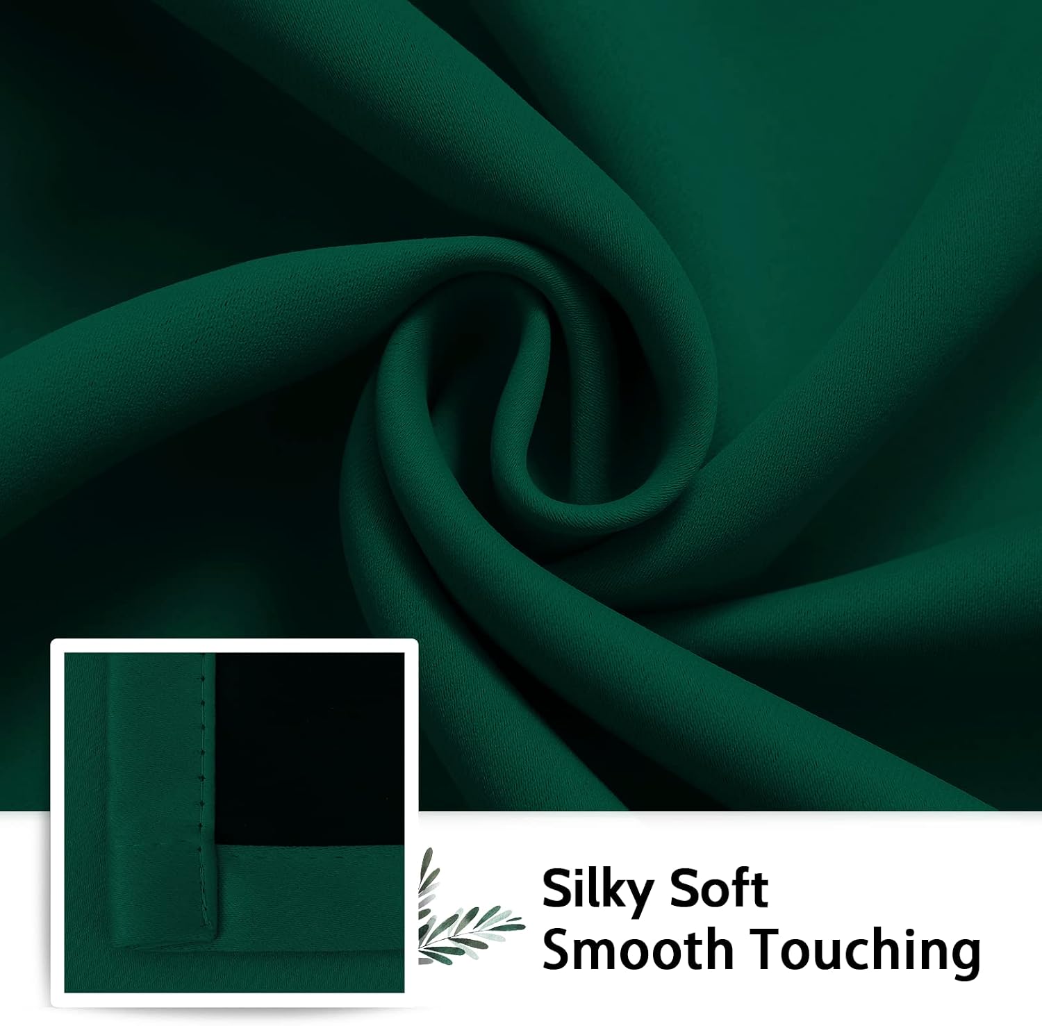 SimpleHome 100% Blackout Curtains for Bedroom, Thermal Insulated Grommet Window Drapes Room Darkening Dark Green Curtains for Living Room wi…