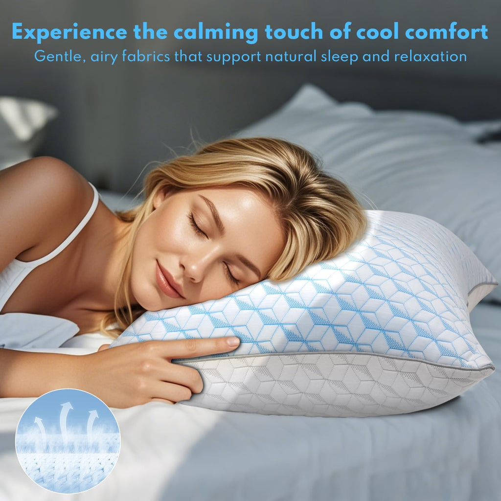 Heycuzi Bed Pillows Queen Size for Sleeping - Breathable Cooling Down Alternative Soft Pillows Set of 2 for Side, Back, and Stomach Sleeper…