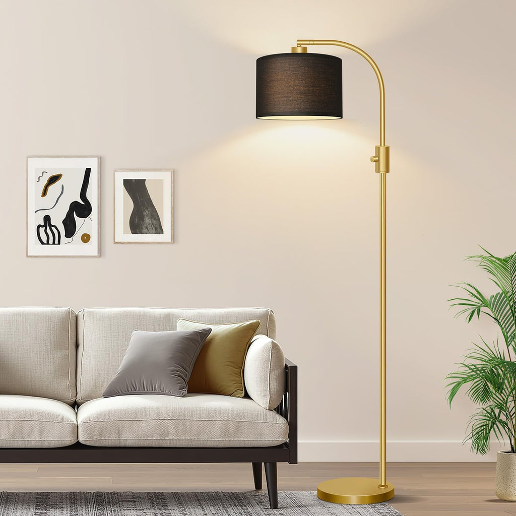Nintiue Upgraded Modern Arc Dimmable Tall Standing Floor Lamp with Black Shade, 1200 Lumens LED Bulb Included, for Living & Reading Room…