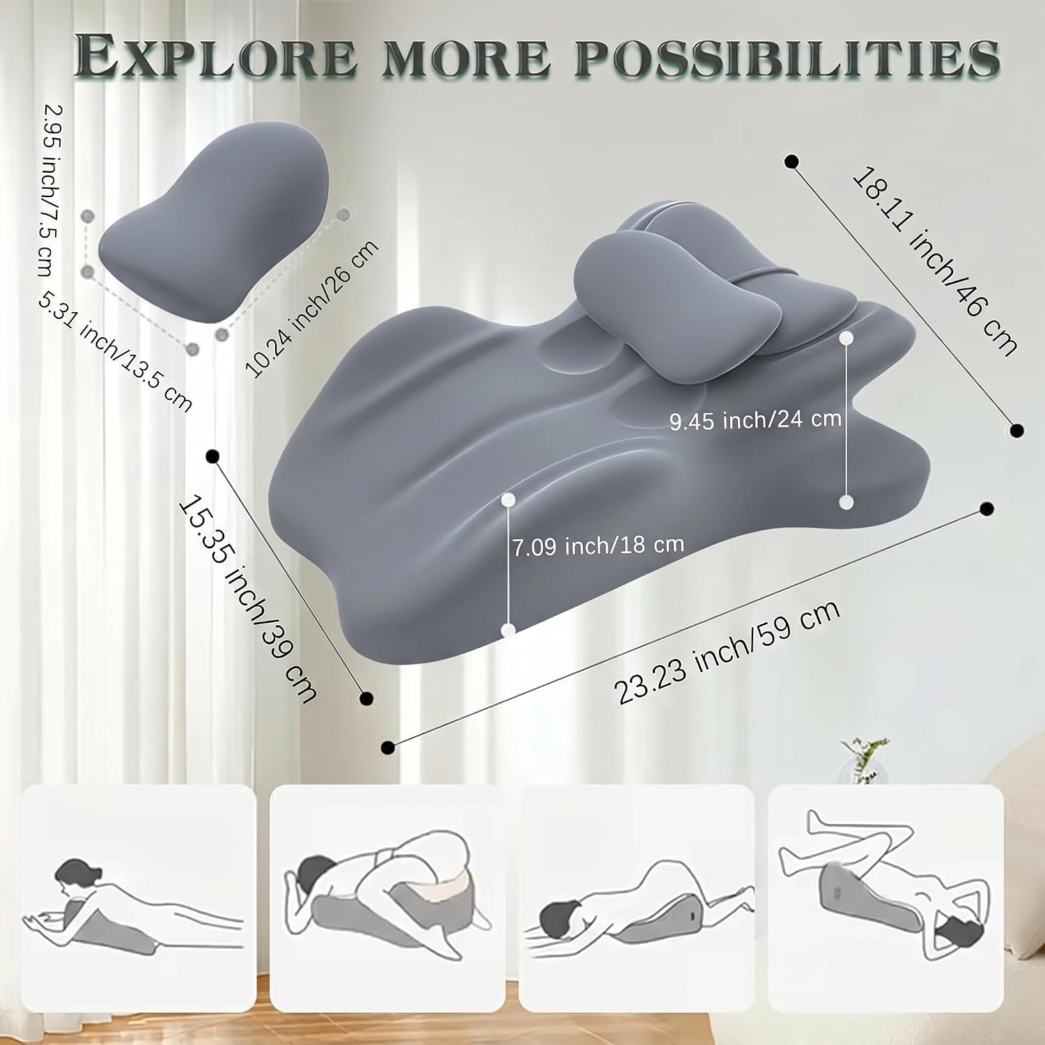 Ergonomic Prone Pillow for Stomach Lying, Multi-Angle Face Down Pillow for Reading in Bed & Phone Use, Breathable Comfortable Support…