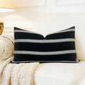 Slow Cow Decorative Rectangular Throw Pillow Cover Textured Woven Stripe Lumbar Accent Cushion Cover for Couch Sofa 12 x 20 Inches Black…
