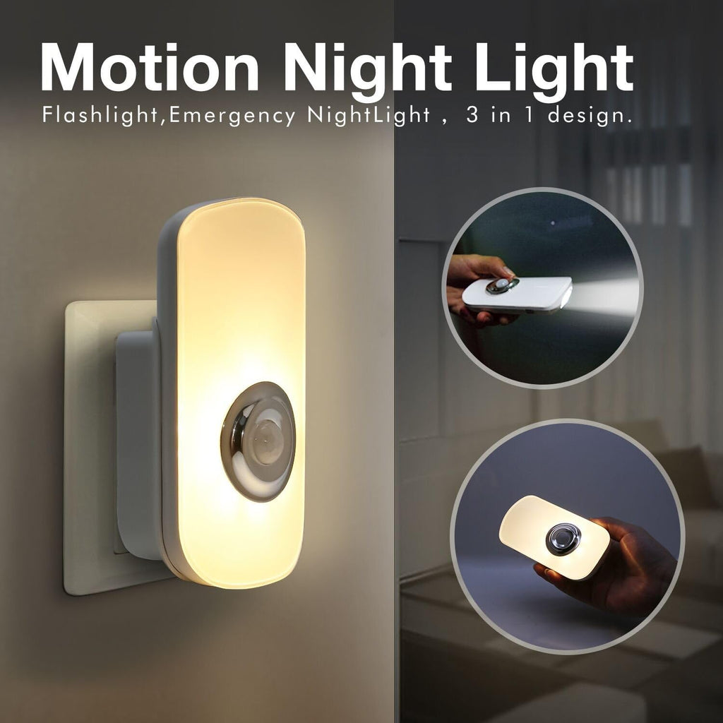 Sensky 3-in-1 Motion Sensor Night Light Plug in, Rechargeable Flashlight, Emergency Night Light for Bedroom, Bathroom, Living Room…