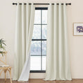 Nicetown Faux Linen 100% Blackout 90 inch Curtains, Silver Grommet Thermal Insulated 2 Layers Window Treatments Sound Dampening for Living…