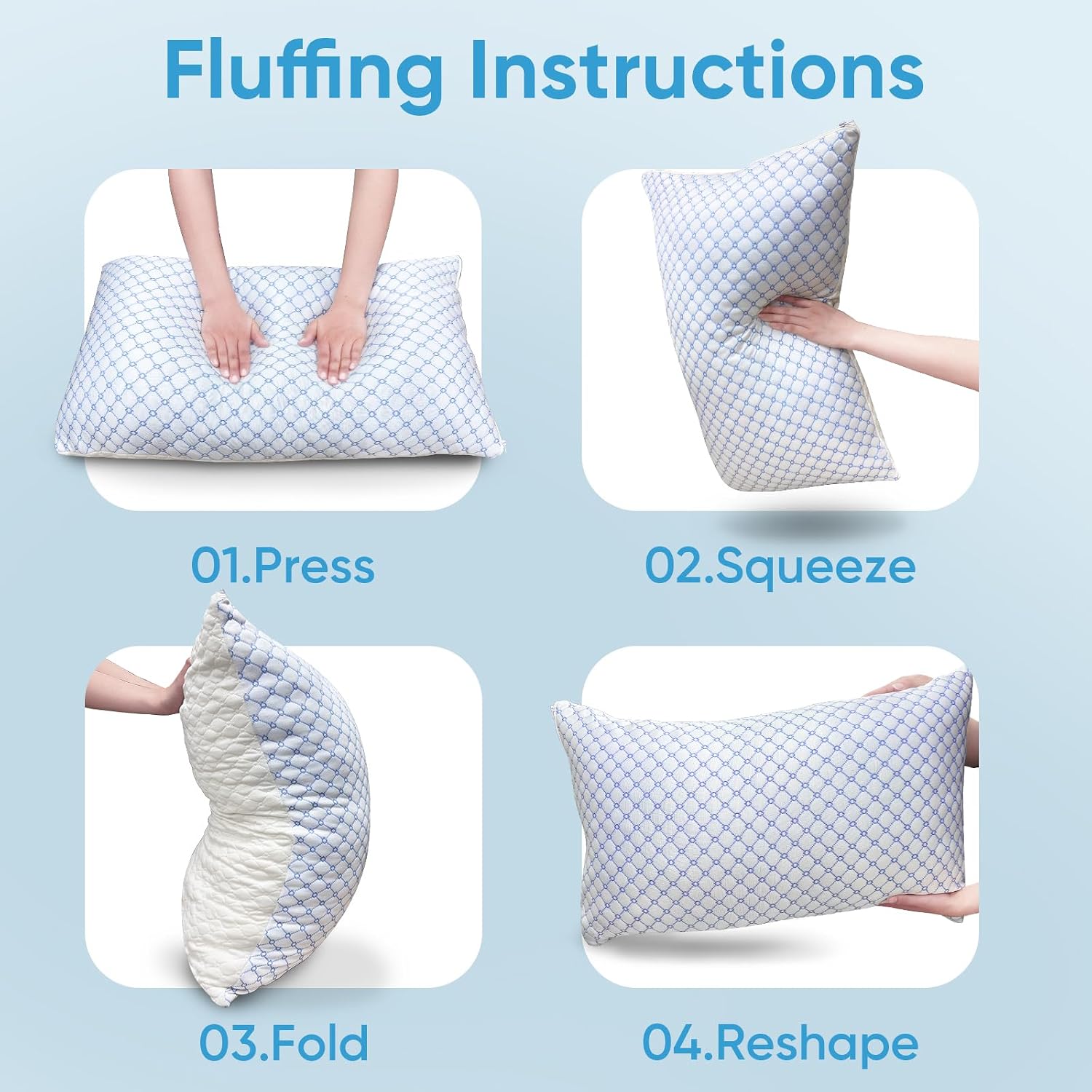Oaisz Cooling Pillow King Size, Shredded Memory Foam Bed Pillows for Sleeping, Adjustable Pillows with Cooling Cover, Soft Yet Supportive M…