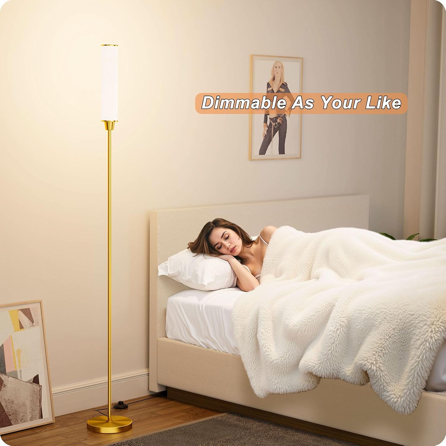 Nukanu Floor Lamp with Remote Control, Floor Lamps for Living Room/Bedroom/Office, Stepless Adjustable 3000K-6000K Colors and 10-100%…