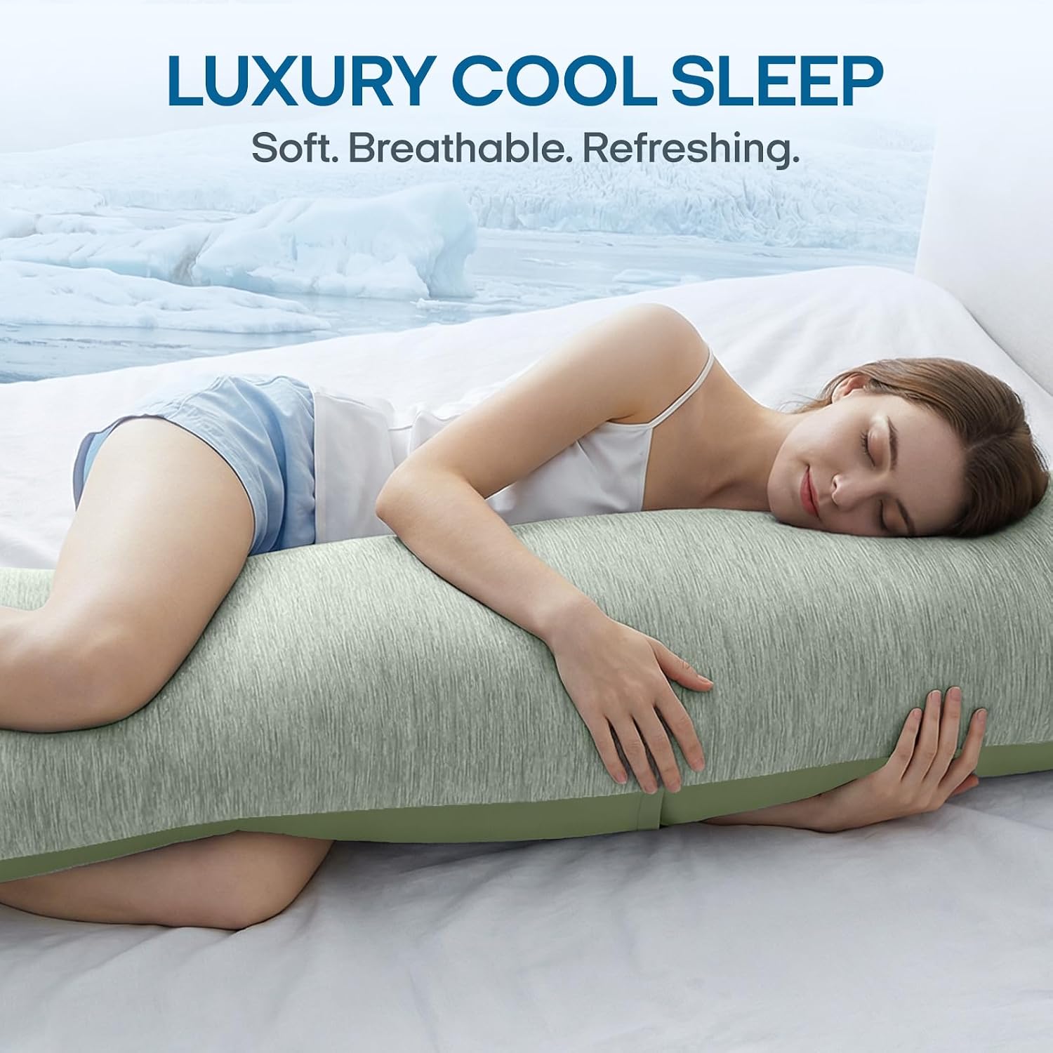 Zonli Cooling Body Pillowcase for Hot Sleepers, Breathable Body Pillow Cover, Double-Sided Cooling Fabric, Soft Silky Touch, Ideal for Nigh…