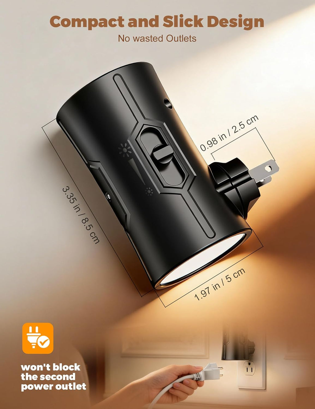 Fesnne Night Light, 2-Pack Dimmable Plug-in Night Light with 90°Rotatable Plug, 0-100LM Adjustable Brightness, 3000K Warm White, 1W Ultra L…