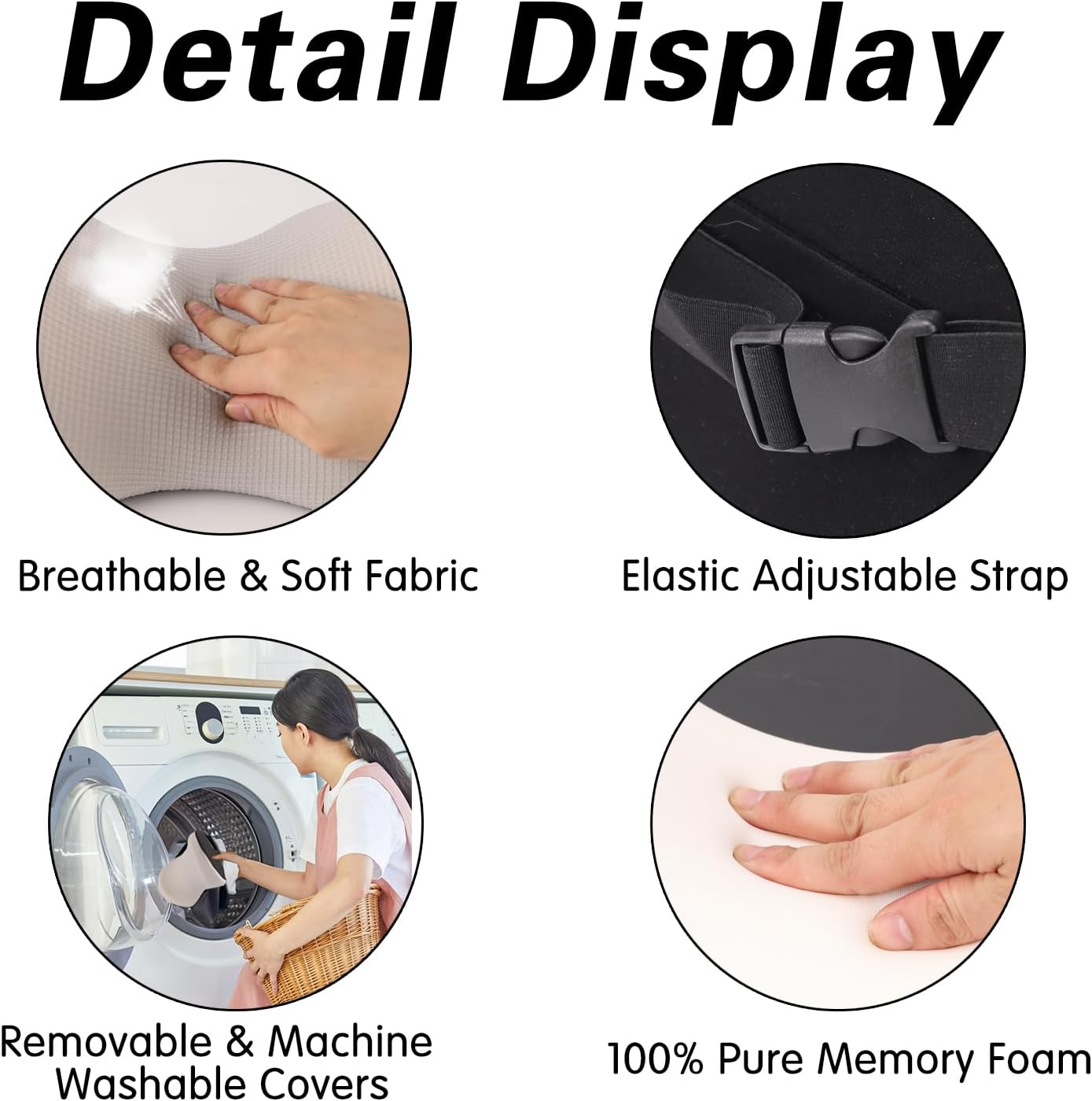 SPRFUFLY Cozy Car Headrest Pillow, Car Pillow for Driving with Adjustable Strap, Breathable Removable Cover & Ergonomic Design - Softness…